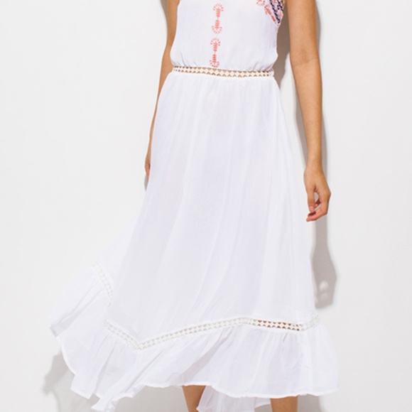 Embroidered Sheer Halter Backless Tiered Dress - Picture 5 of 7
